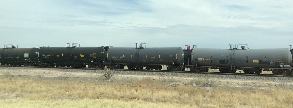  Train cars probably filled with oil. New Mexico April 6, 2018 